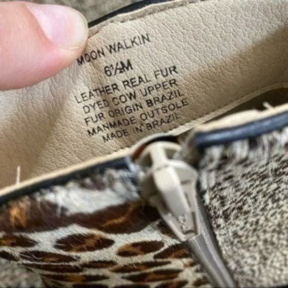 Matisse Cow Hair Womens Animal Leopard Print Moon Walkin Heeled Boot Sz 6 1/2 - Picture 6 of 9